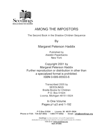 Cover image for Among the Imposters by Margaret Peterson Haddix