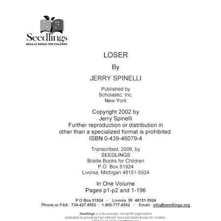 Cover image for Loser by Jerry Spinelli
