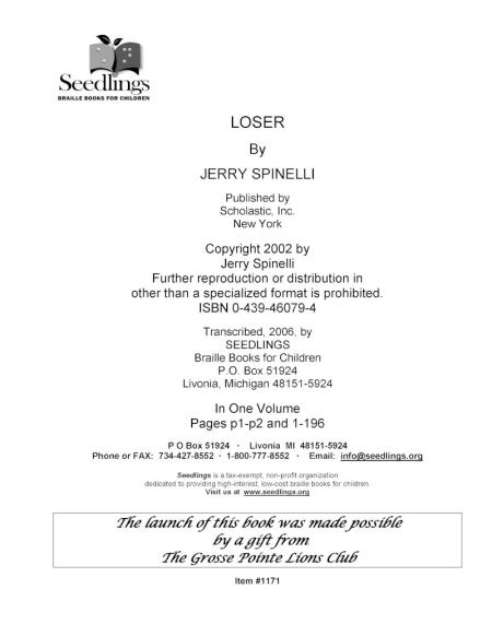 Cover image for Loser by Jerry Spinelli