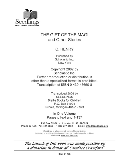 Cover image for The Gift of the Magi and Other Stories by O Henry