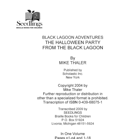 Cover image for Black Lagoon Adventures The Halloween Party From the Black Lagoon by Mike Thaler