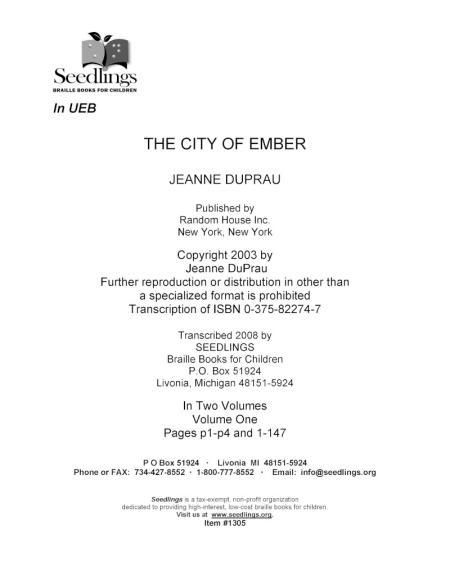 Cover of the City of Ember by Jeanne Duprau
