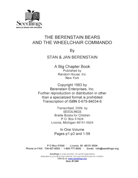 Cover image for The Berenstain Bears and the Wheelchair Commando by Stan & Jan Berenstain