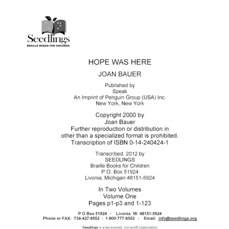 Cover image for Hope Was Here by Joan Bauer