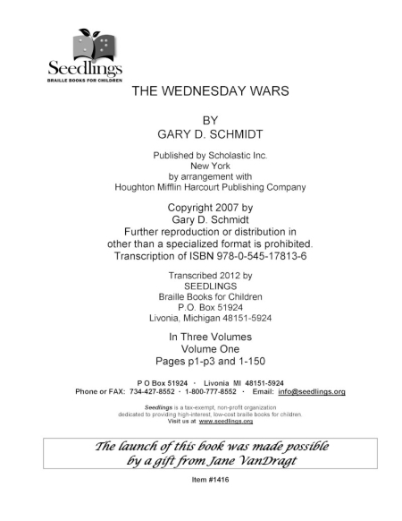 Cover image for The Wednesday Ward by Gary D. Schmidt