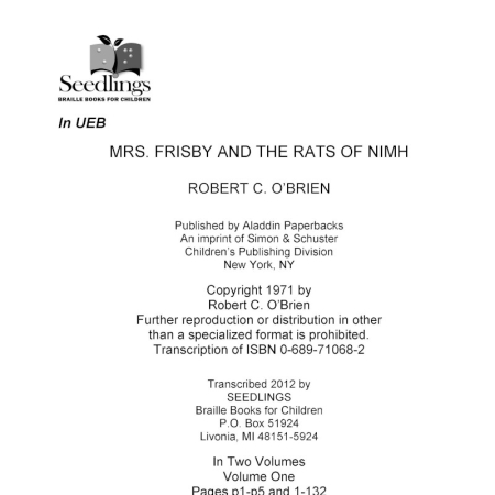 Cover image of Mrs. Frisby and the Rats of Nihm by Robert C. O'brien