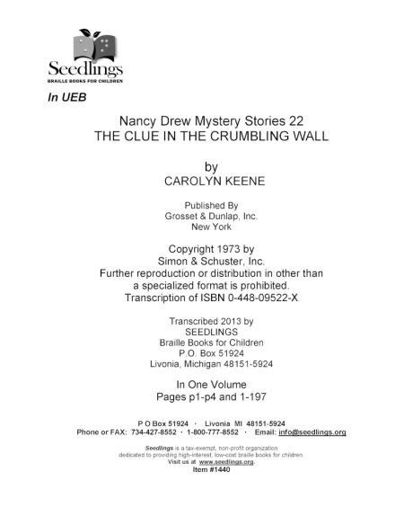 Cover image of Nancy Drew Mystery Stories 22 The clue in the Crumbling Wall by Carolyn Keene