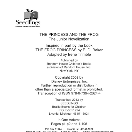 Cover image for The Princess and the Frog the Junior Novelization inspired in part by The Frog Princess by E D Baker