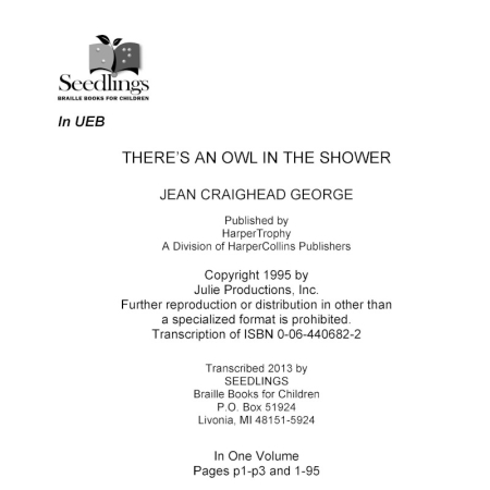 cover of There's an Owl in the Shower by Jean Craighead George