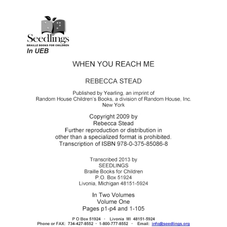 cover of When you Reach Me by Rebecca Stead