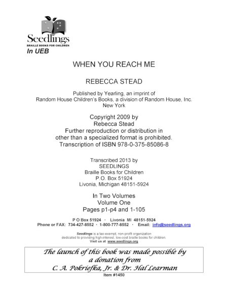 cover of When you Reach Me by Rebecca Stead