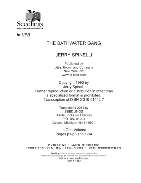 Cover of The Bathwater Gang by Jerry Spinelli