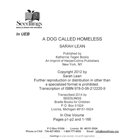cover image of A Dog Called Homeless by Sarah Lean