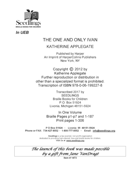 cover image of The One and Only Ivan by Katherine Applegate