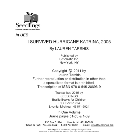 Cover Image of I Survived Hurricane Katrina, 2005 by Lauren Tarshis