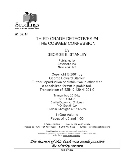 cover image of Third-Grade Detectives #4 The cobweb confession by George E. Stanley