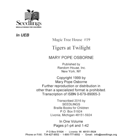 Cover image of Magic Tree House #19 Tiger at Twilight by Mary Pope Osborne