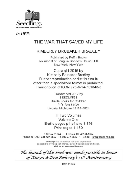 The War that Saved my Life by Kimberly Brubaker Bradley