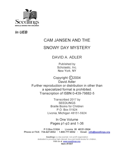 Cam Jansen and the Snowy Day Mystery by David A. Adler