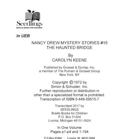 cover image of Nancy Drew Mystery Stories #15 The Haunted Bridge by Carolyn Keene