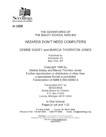 Cover image of The Adventures of The Bailey School Kids #20 Wizards Don't Need Computers Debbie Dadey and Marcia Thornton Jones