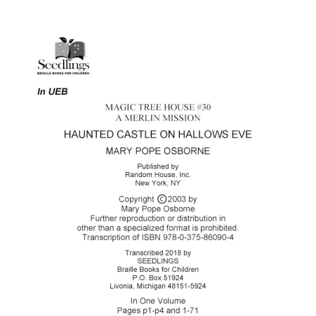 cover of Magic Tree House #30 A merlin mission Haunted Castle on Hallows Eve by mary pope osborne