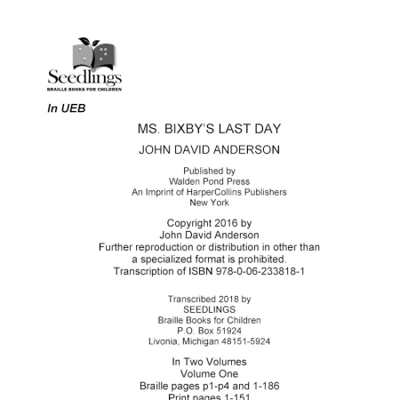 cover of Mx. Bixby's Last Day by John David Anderson