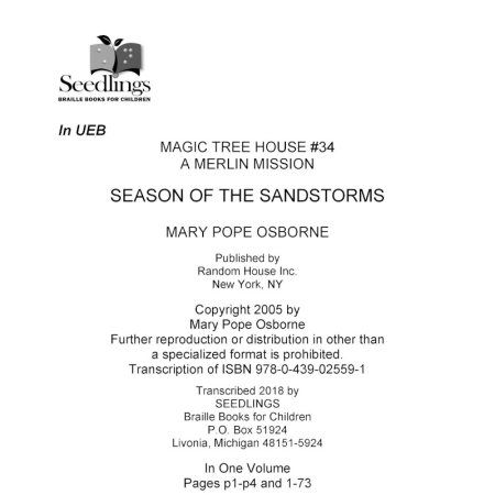 cover image of magic tree house #34 a merlin mission season of the sandstorms by Mary Pope Osborne