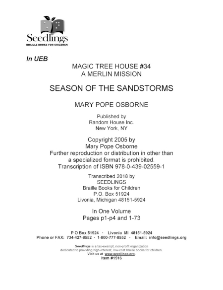 cover image of magic tree house #34 a merlin mission season of the sandstorms by Mary Pope Osborne