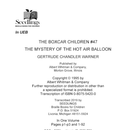 cover image of the boxcar children #47 the mystery of the hot air balloon by gertrude chandler warner