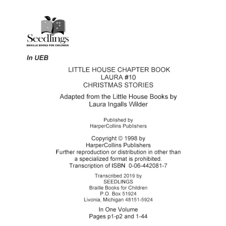 cover image of Little house chapter book Laura #10 Christmas Stories adapted from the Little House Books by Laura Ingalls Wilder