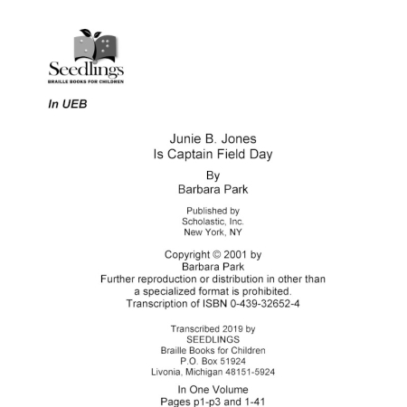 Junie B. Jones is Captain Field Day by Barbara Park