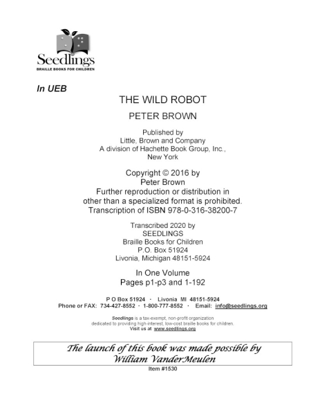 The Wild Robot by Peter Brown