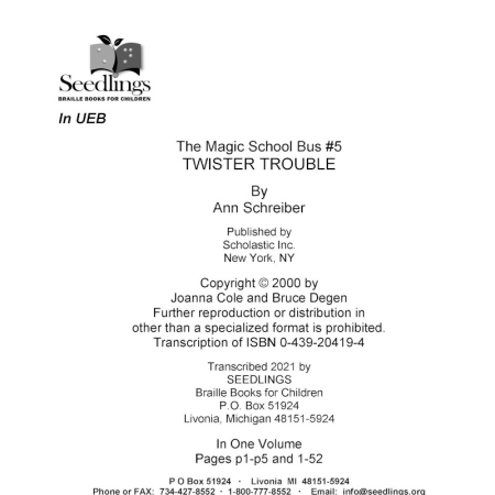 Cover image for The Magic School Bus #5 Twister Trouble by Ann Schreiber