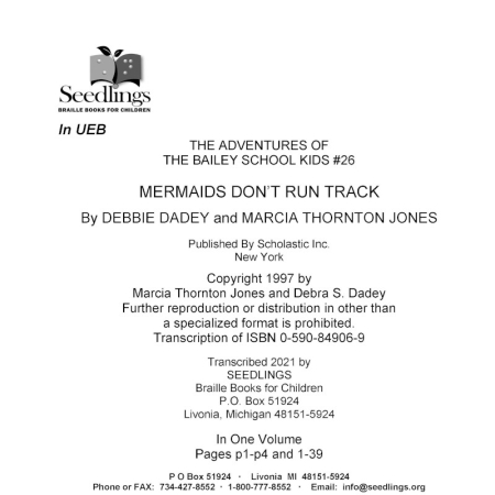 Cover image for The Adventures of the Bailey School Kids # 26 Mermaids don't run track by Debbie Dadey and Marcia Thornton Jones