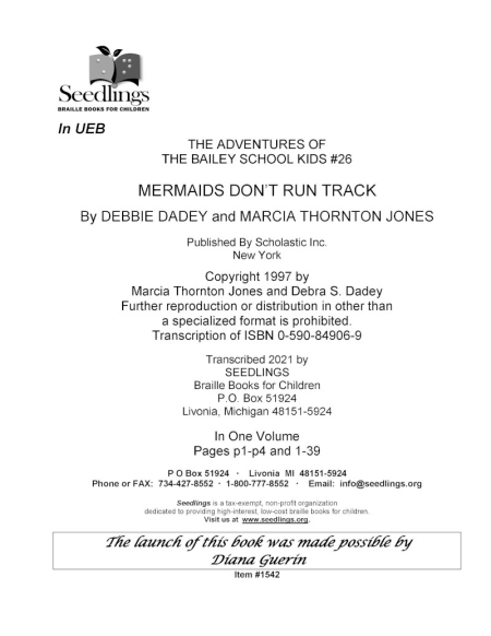 Cover image for The Adventures of the Bailey School Kids # 26 Mermaids don't run track by Debbie Dadey and Marcia Thornton Jones