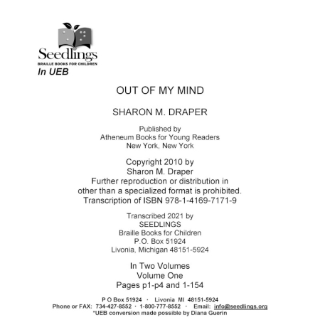 Cover image for Out of My Mind by Sharon M. Draper