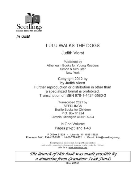 Cover image for Lulu Walks the Dogs by Judith Viorst