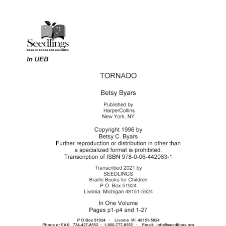 Cover image for Tornado by Betsy Byars