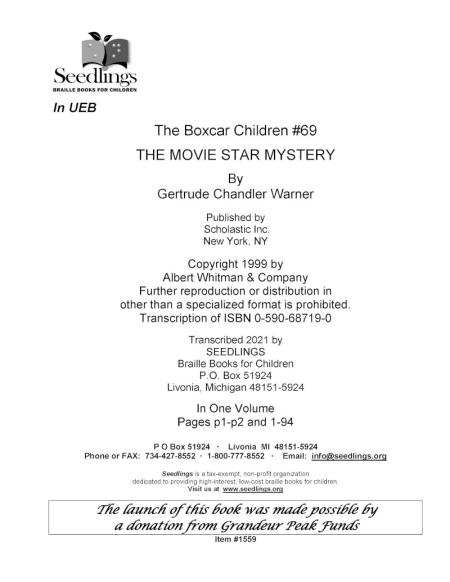 Cover image for The Boxcar Children #69 The Movie Star Mystery by Gertrude Chandler Warner