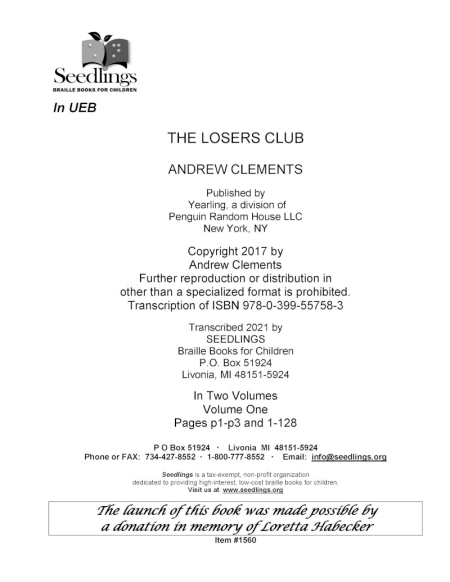 Cover image for The Loser's Club by Andrew Clements