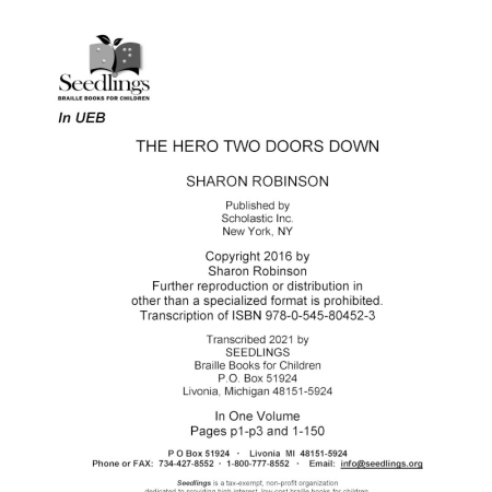 Cover image for The Hero Two Doors Down by Sharon Robinson