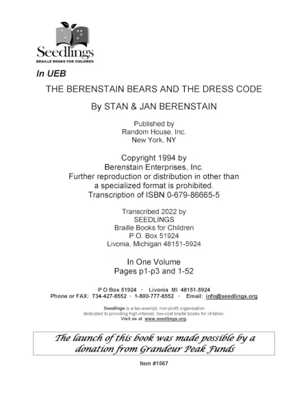 Cover image for The Berenstain Bears and the Dress Code by Stan & Jan Berenstain