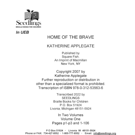 Cover image for Home of the Brave by Katherine Applegate