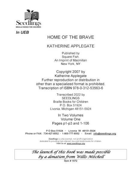 Cover image for Home of the Brave by Katherine Applegate