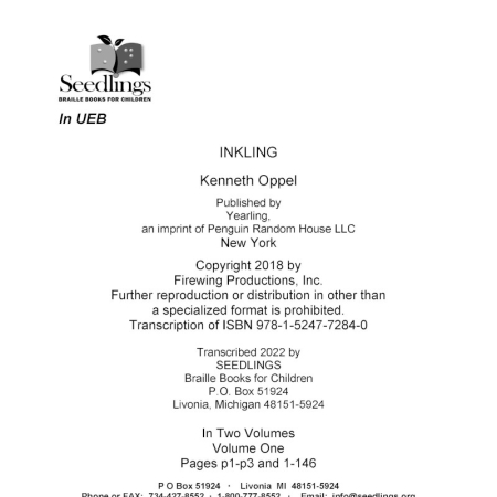 Cover image for Inkling by Kenneth Oppel