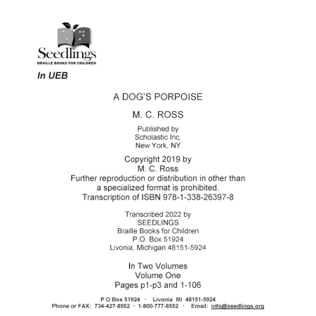 Cover image for A Dog's Porpoise by M C Ross