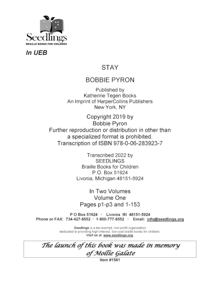 Cover image for Stay by Bobbie Pyron
