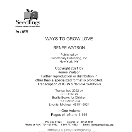 Cover image for Ways to Grow Love by Renee Watson