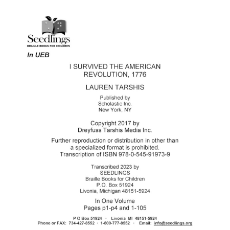 Cover image for I Survived the American Revolution, 1776 by Lauren Tarshis